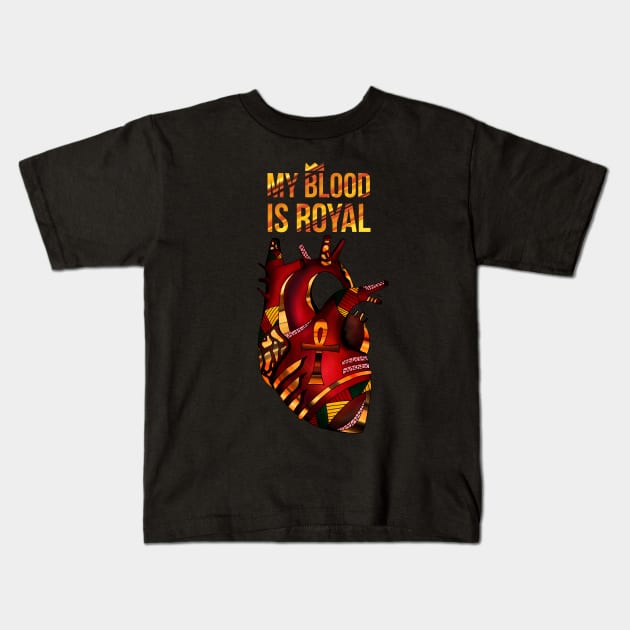 Melanin Heart - My Blood Is Royal Kids T-Shirt by kenallouis